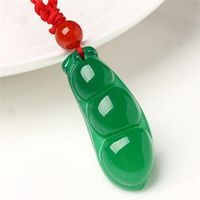 Wholesale Authentic High grade Jade Pendant Natural Green Agate Chalcedony Four Seasons Calm Body Care Four Seasons Bean Pendant Natural Stone