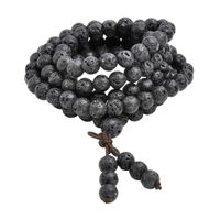 Wholesale Natural Lava Rock Stone Healing Gem Stone Buddhist Prayer Beads Tibetan Mala Bracelet Necklace