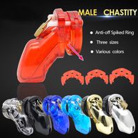 Wholesale Doctor Mona Lisa The New Male Plastic Chastity Cage Belt Device with Five Rings Hot Locking Seven Colors Kit Teeth Addons Bondage SM Toys