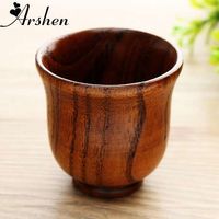 Wholesale Arshen Eco friendly ml Wooden Cup Primitive Handmade Tea Coffee Wine Cup Chinese Style Teaware Kitchen Accessories Drinking