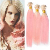 Wholesale Pink Ombre Virgin Brazilian Human Hair Bundle Deals Silky Straight Blonde and Pink Two Tone Ombre Human Hair Weave Bundles