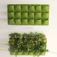 Wholesale 18 Pocket Flower Pots Planter On Wall Hanging Vertical Felt Gardening Plant Decor Green Field Grow Container Bags Outdoor