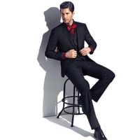 Wholesale 2018 Men Suits Black Business Wedding Suits Bridegroom Groom Custom Slim Fit Formal Tuxedos Best Man Blazer Evening Dress Prom Party Piece