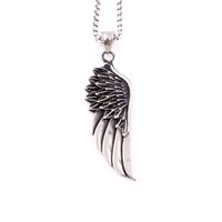 Wholesale Europe and the retro style Punk Guards Necklaces Pendant For Men Stainless Steel Box Chain Guardian Angel Wings Necklace birthday Gift