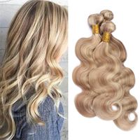 27 Honey Blonde Destacados 613 Blonde Piano Paquetes De Cabello Humano Marrón Claro Rubio Color Mezclado Brazilian Body Wave Virgin Hair Weave