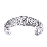 Wholesale Simple Meghan Markle Same Style Crystal Tiaras Beautiful Half Up Bridal Hair Accessories Sparkly Beaded Wedding Crowns Princess Headpieces