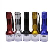 Wholesale Automatic Herb Aluminum Electric Tobacco Grinder Crusher Spice Smoke Grinders metal pipe flashlight Pollen With Gift Box