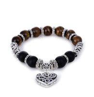 Wholesale DHL Natural Stone Bracelets Slver Chakra Rainbow Healing Balance Energy Beads Charm Heart Bracelet for Men Women Yoga Jewelry for Women