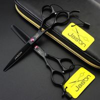 Wholesale Left hand JASON HD black inch inch hair cutting thinning scissors cm hair scissors