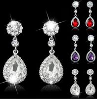 Wholesale Shining Fashion Crystals Earrings Silver Rhinestones Long Drop Earring For Women Bridal Jewelry Colors Wedding Gift