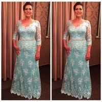 Wholesale Elegant Lace Mother Of The Bridal Dresses V Neck Long Sleeves Mermaid Plus Size Formal Evening Dresses Wedding Party Gowns