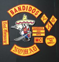 Wholesale NEW ARRIVED SET BANDIDOS NOMADS MC PATCHES FOR THE JACKET VEST MOTORCYCLE GARMENT CLOTHES BANDIT PATCHES IRON ON LABLE STICKER