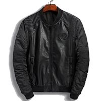 Wholesale New Leather Jacket Men New Brand Autumn Designer Fashion Stand Collar Pu Motocycle Jackets Cool Green Flying Pilot Coats xl