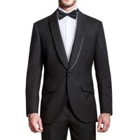 Wholesale Two Pieces Black Men s Wedding Suits Shawl Collar Classic Business Suits Prom Party Event Tuxedos Men Suits jacket pant tie