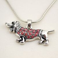 Wholesale Crystal Dachshund Cute Little Puppy Dog Spot Drill Pendant Necklace Doxie Animal Lover On Snake Chain Necklaces Pet Jewelry