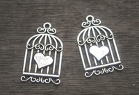 12pcs Birdcage charms bronze tone Vintage Love Hearts Birds Pendants 33x20mm