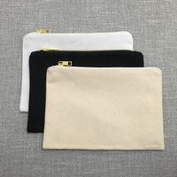 Wholesale Blank Canvas beauty bag blank cotton toiletry bag natural canvas makeup organizer bag brides party gift clutch purse with gold metal zip