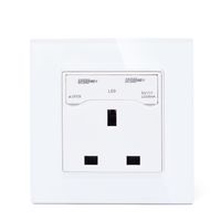 Wholesale 2100mA Double USB socket and pin UK standard A wall socket with glass panel white color outlet