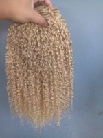 Wholesale Brazilian Human Virgin Remy Kinky Curly Hair Weft Blonde Color Unprocessed Baby Soft Extensions g bundle Product