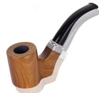 Wholesale New flat bottomed Green Sandalwood curved tobacco pipe hand made filter wood pipe