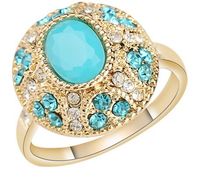 Wholesale Rings For Women Retro Jewelry Antique Gold Color Mosaic Gray Crystal Ring Accessories Jewelry