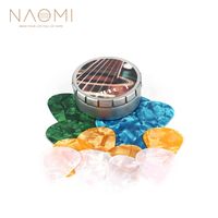 Wholesale NAOMI Acoustic Guitar Picks Celluloid Picks Colors Thickness W Metal Storage Box New Guitar Parts Accessories New