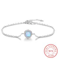 Wholesale high quality sterling silver anklet handmade blue synthetic opal jewellry bracelets China low prices jewleries