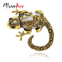 Wholesale MloveAcc Vintage Vivid Lizard Brooch Abalone Shell Animal Brooches for Scarf Sweater Corsage Jewelry Pins Kids Men Women Gifts