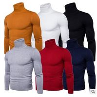 Wholesale High neck sweater men s color Korean slim Lapel versatile wool men s thick bottomed foreign trade