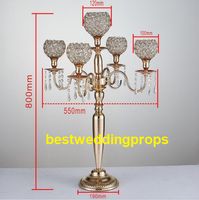 Wholesale New style Candle Holders arms Metal Gold Silver Candelabras Crystal Candlestick For Wedding Event Centerpiece best0243