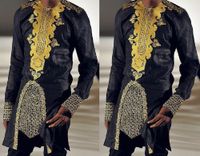 Wholesale Feitong African Dashiki Men s Traditional National Hot Gold Printed Long sleeved Shirt Plus Size XL
