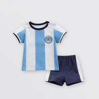 Wholesale Boys cotton short sleeved jersey set summer new Korean version of children s clothing baby infant kids two piece set