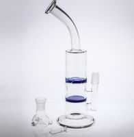 Wholesale Two Function Bubbler Glass Bong Joint mm Recycler Honeycomb Perc Whirlwind Perc Beaker Oil Rig cm Water Pipes Smoking Bong With Nail