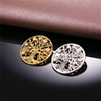 Wholesale U7 Brand Tree of Life Brooches Gold Color Stainless Steel Rhinestone Men Women Lucky Jewelry Round Vintage Pins Broches B117