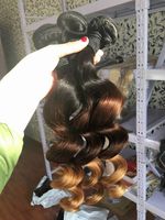 Wholesale Bundles Loose Wave Raw Indian Virgin Ombre Weave Colored Three Tone Dark Roots Brown Blonde Loose Curly Human Hair Extensions