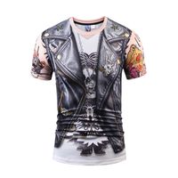 Wholesale Mr inc Hot New Style Casual Men d T Shirt Short Sleeve Tattoo Black Suit Digital Printing Summer Tops Size XL