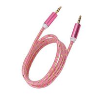 Wholesale 500pcs Nylon Wire Metal Shell braid Weave transparent mm Male to mm Male Audio Cable AUX Cord Speaker Cable