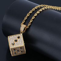 Wholesale Hip Hop Shiny Square Dice Pendant Necklace Copper Gold Silver Color Iced Out Cubic Zircon Men Jewelry