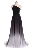 Wholesale Sexy Ombre Long Prom Dresses Chiffon A Line Plus Size Floor Length Formal Evening Party Celebrity Bridesmaid Gown QC1230