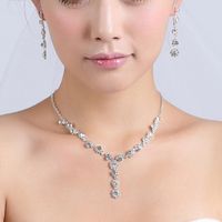 Wholesale Cheap Bridal Jewelry Charming Alloy Plated Rhinestones Crystal Jewelry Set for Wedding Bride Bridesmaid Prom Party