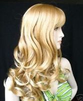 Wholesale Details about Fashion long wavy mix blonde like human hair full wig Wigs