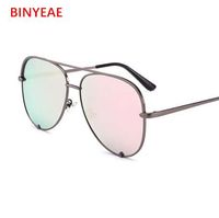 Wholesale Gun Pink sunglasses silver mirror metal sun glasses brand designer pilot sunglasses women men shades top fashion eyewear lunette
