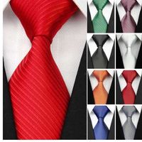 Wholesale New Wide Silk Ties for Men Striped Solid cm Men s Neckties Business Red Wedding Suit Neck Tie Black White Blue Gravatas