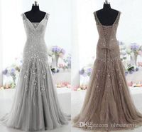 Wholesale 2019 High Quality Brown Evening Dress Drop Waist V Neck Mermaid Court Train Beading Sequins prom dresses Tulle Mother of the Bride Dress