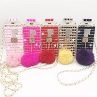Wholesale Luxury perfume Bottle Chain Rhinestone Cases For Samsung S9 S9plus Note8 S8 Plus Cases Perfume Bottle Diamond Fur Ball Colorful phone cases