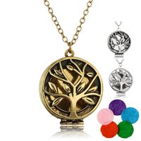 Wholesale New Tree of life Aromatherapy Necklace Open Essential Oil Diffuser floating Locket Pendant For women Men s Fashion Jewelry Accessories