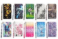 Wholesale 3D Wolf Bird Leather Wallet Cases For Iphone Mini Pro XS MAX XR X SE S Lace Flower Flip Cover Cartoon Panda ID Card Slot Strap Butterfly Book Pouch