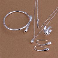Wholesale 2018 Factory Outlet Fashion Sterling Silver sterling silver ladies drop suit set of simple silver Foreign Trade Set S222