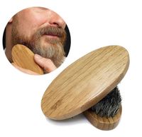 Wholesale New Arrival Mens Boar Hair Bristle Hard Round Wood Handle Beard Mustache Brush Set maquiagem