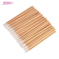 Wholesale 100pcs Short Wood Handle Small Pointed Tip Head Cotton Swab Eyebrow Tattoo Beauty Makeup Tattoo Supplies Disposable Cotton Swab